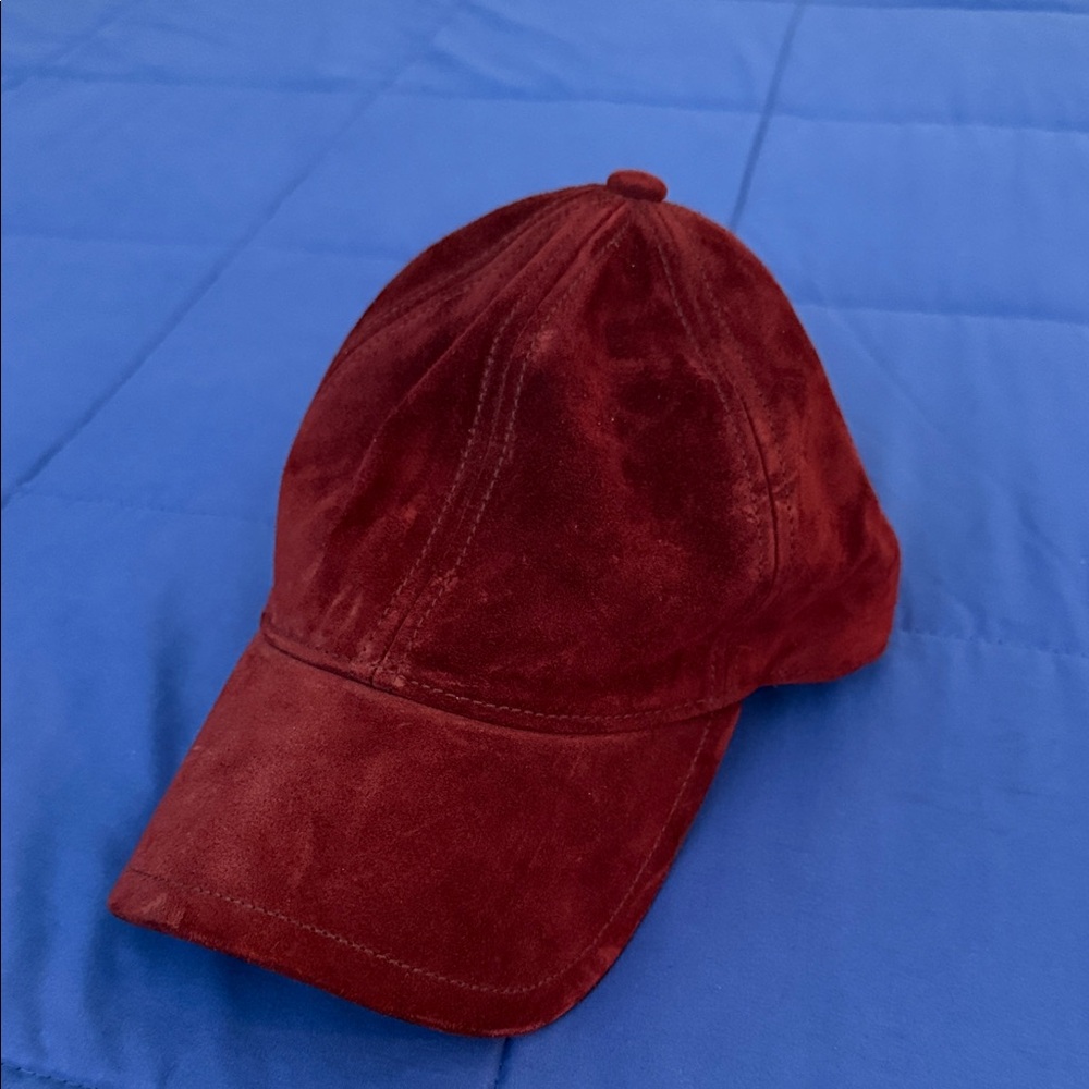 Rag & Bone Burgundy Suede Baseball Cap